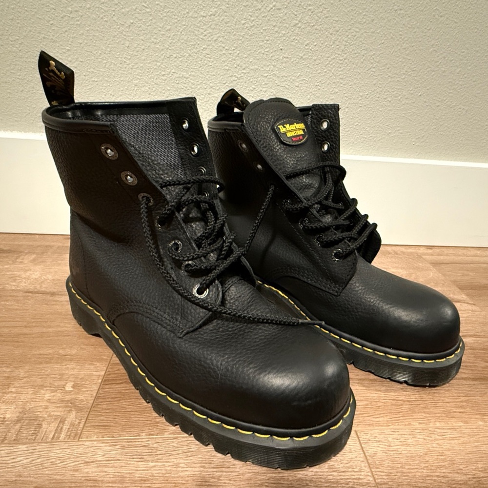 Dr. Martens Industrial Safety Steel Toe Black Leather Work Boots Men’s Size 12